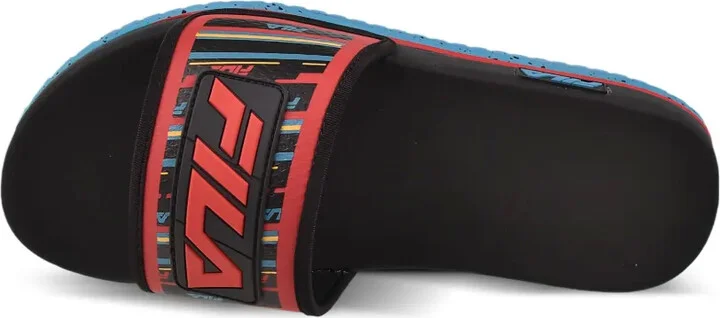 Lunar "Black/Capri Breeze/Fila Red" slides - Image 3