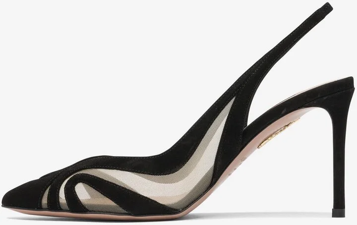 Lune 85 Suede and Mesh Slingback Pumps - Image 2