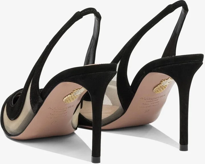 Lune 85 Suede and Mesh Slingback Pumps - Image 3