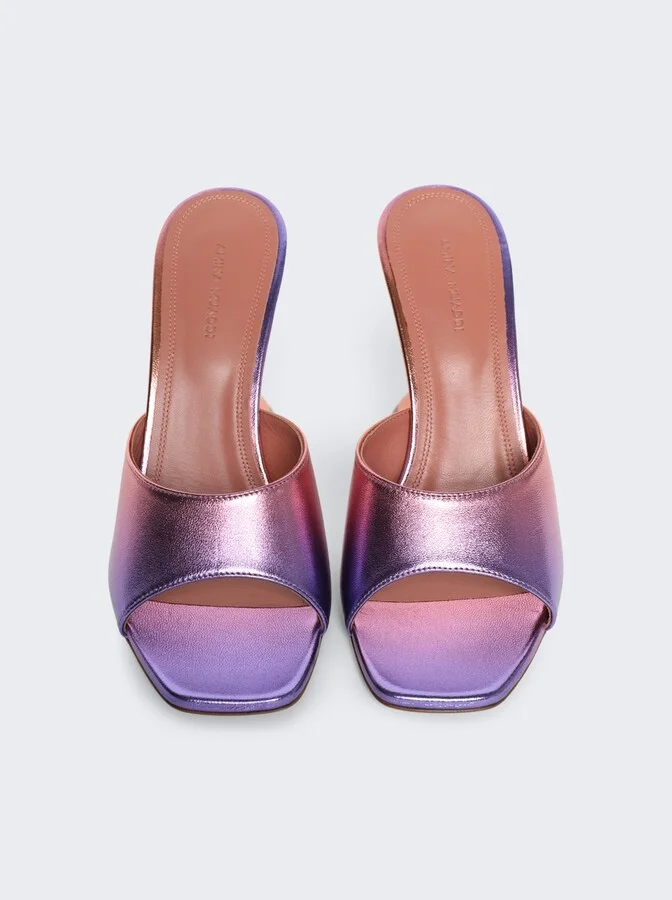 Lupita Metallic Leather Slipper Sandals Sunset Ombre