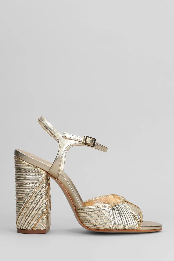 Lupita Sandals In Gold Leather