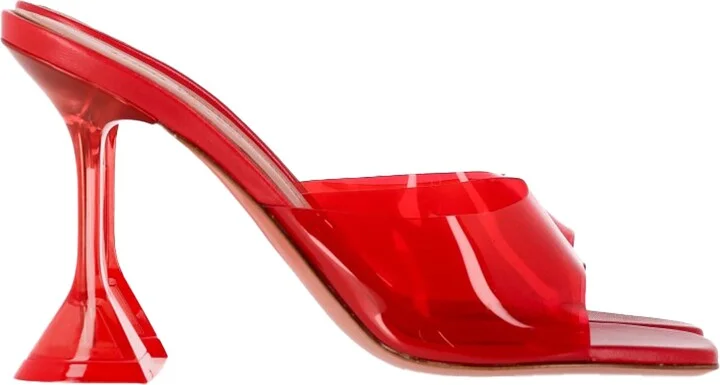 Lupita Slide Sandal Heels in Red PVC