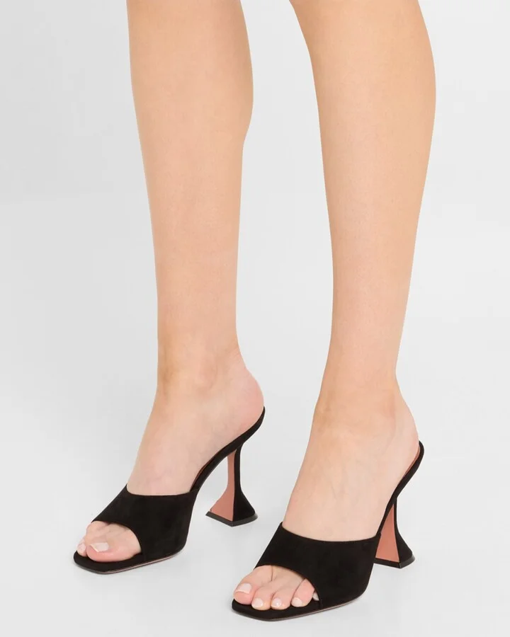 Lupita Suede Pedestal Mule Sandals - Image 10