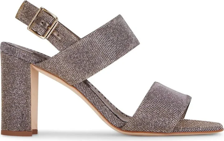 Lurex-Detail Block-Heel Sandals