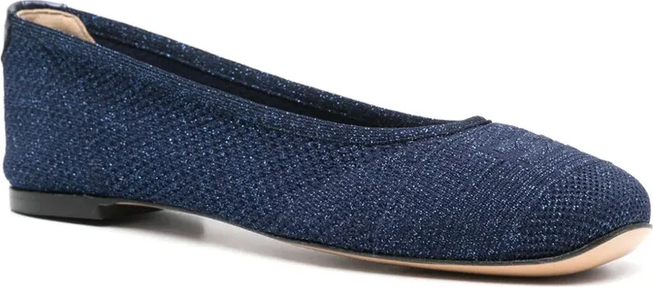 Lurex-Detail Knitted Ballerina Shoes - Image 2