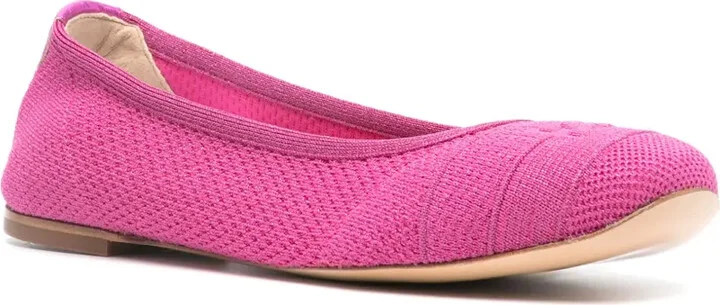 Lurex-Detail Knitted Ballerina Shoes - Image 2