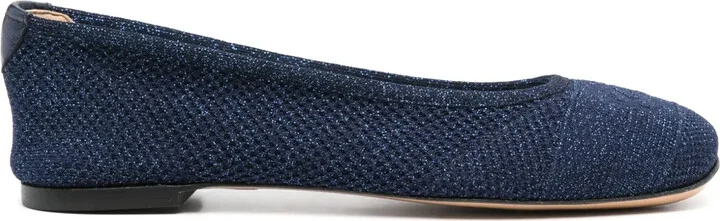 Lurex-Detail Knitted Ballerina Shoes