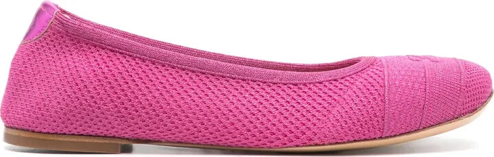 Lurex-Detail Knitted Ballerina Shoes