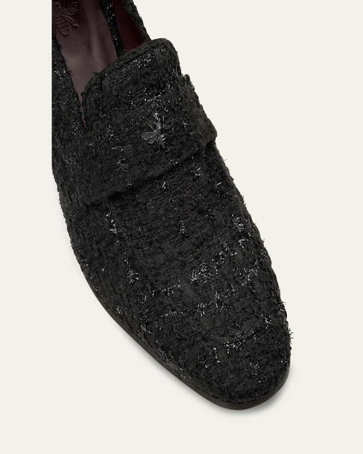 Lurex Tweed Heeled Flaneur Loafers - Image 2