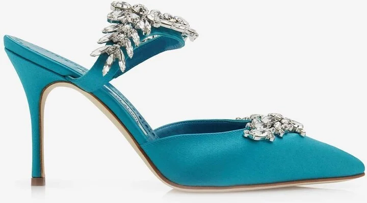 Lurum 90 Crystal-Embellished Satin Mules