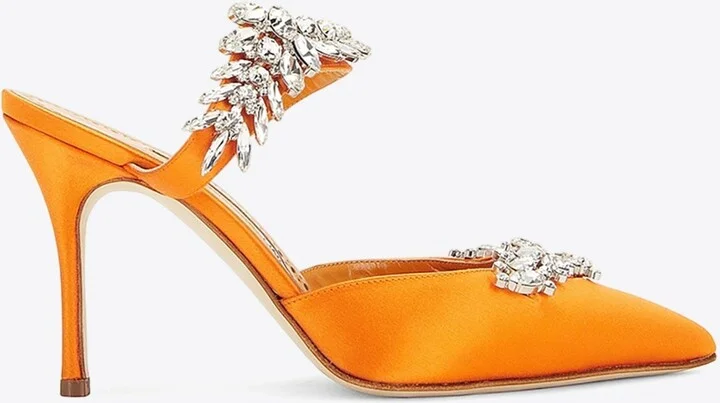 Lurum 90 Leather Crystal-Embellished Mules