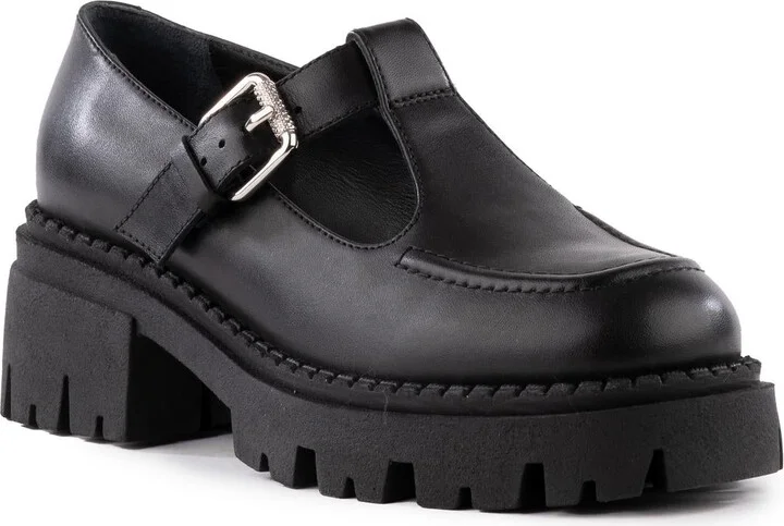 Luster Womens Leather Lugged Sole Loafers