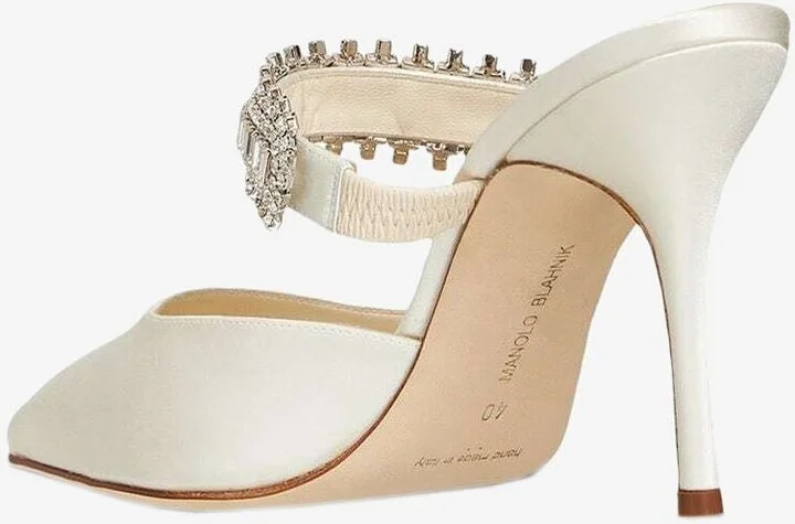 Lutara 90 Crystal-Embellished Satin Mules - Image 2