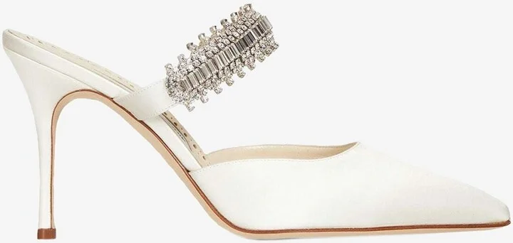 Lutara 90 Crystal-Embellished Satin Mules