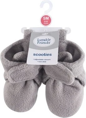 Luvable Friends Baby and Toddler Cozy Fleece Booties, Heather Gray, 6-12 Months - Image 2