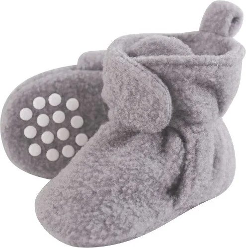 Luvable Friends Baby and Toddler Cozy Fleece Booties, Heather Gray, 6-12 Months