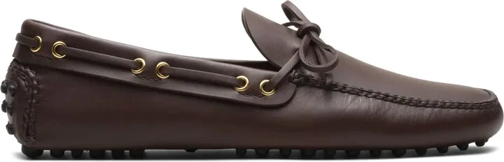 Lux bow-detail leather boat shoes