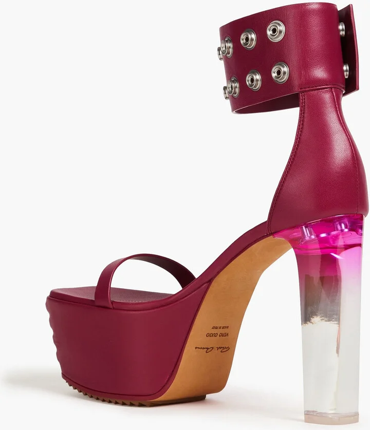 Luxor eyelet-embellished leather platform sandals - Image 3