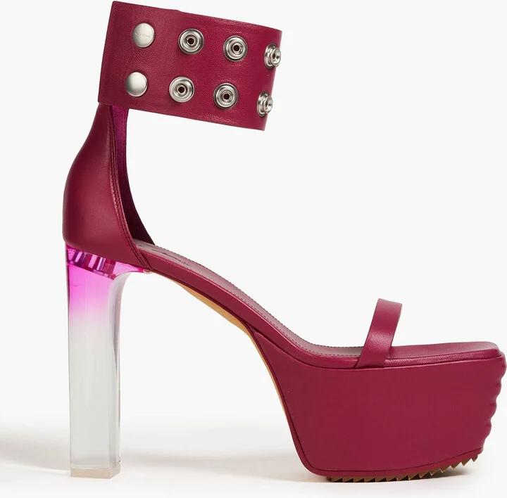 Luxor eyelet-embellished leather platform sandals