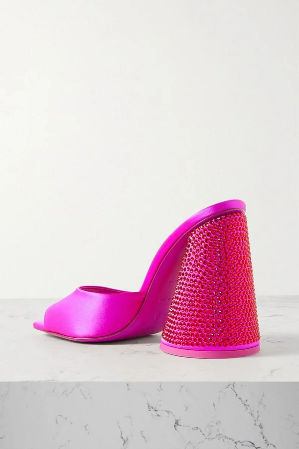 Luz crystal-embellished satin mules - Image 3