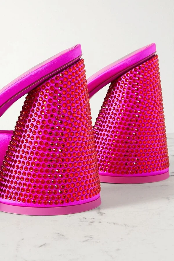 Luz crystal-embellished satin mules - Image 4