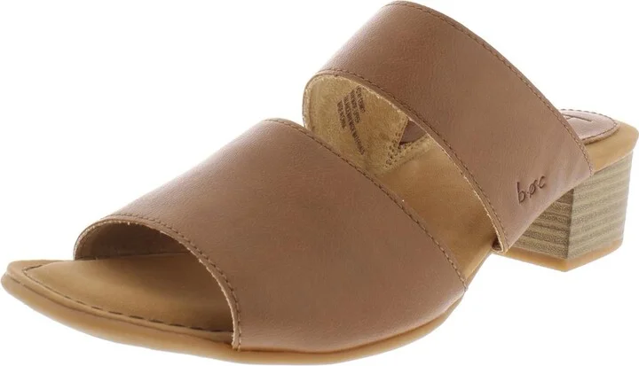 Lyanna Womens Faux Leather Stacked Heel Dress Sandals