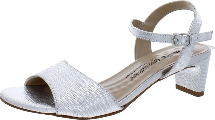 Lydia Womens Embossed Metallic Kitten Heels