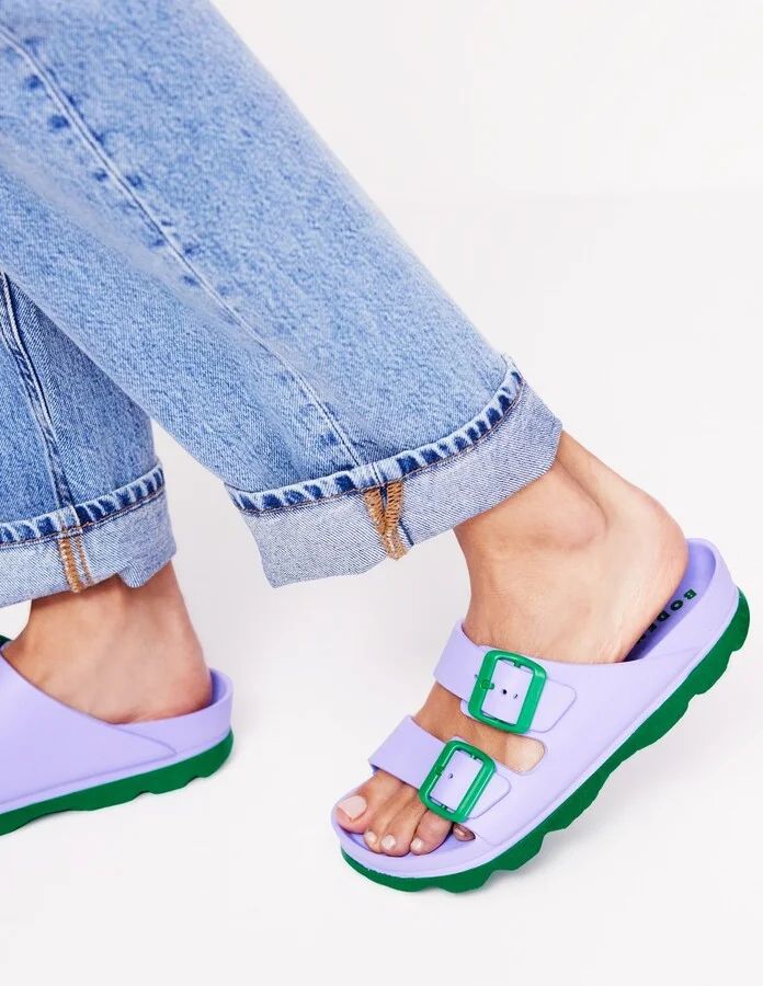 Lyla Double Buckle Sliders, Lavender Purple - Image 2