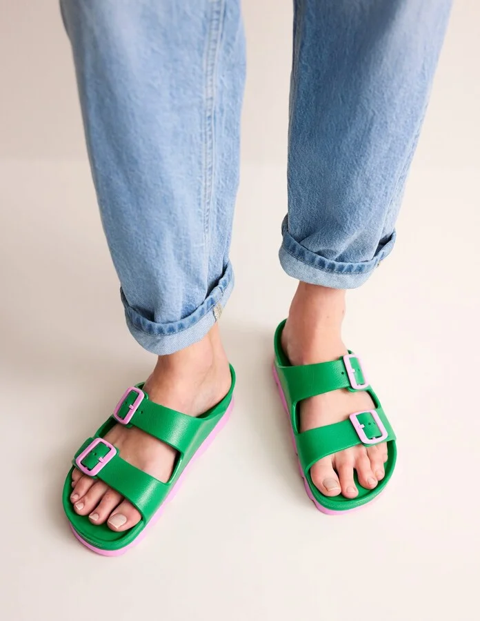 Lyla Double Buckle Sliders, Lavender Purple - Image 3