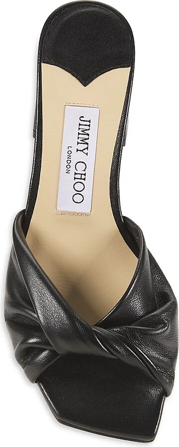 Lyn Heel 45MM Ruched Leather Block-Heel Slide Sandals - Image 5