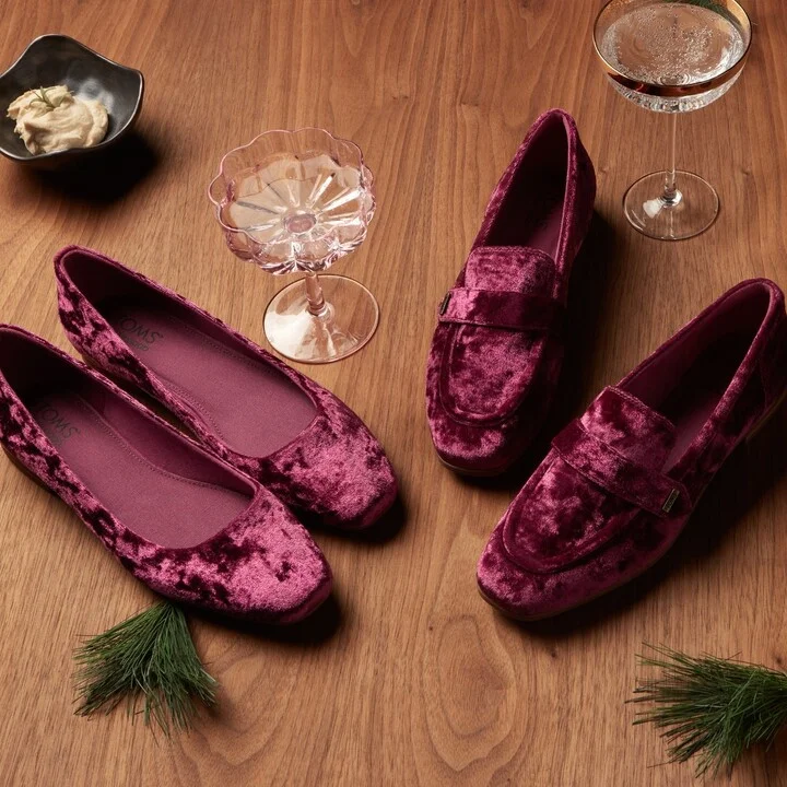 Lynette Burgundy Crushed Velvet Loafer Flat - Image 2