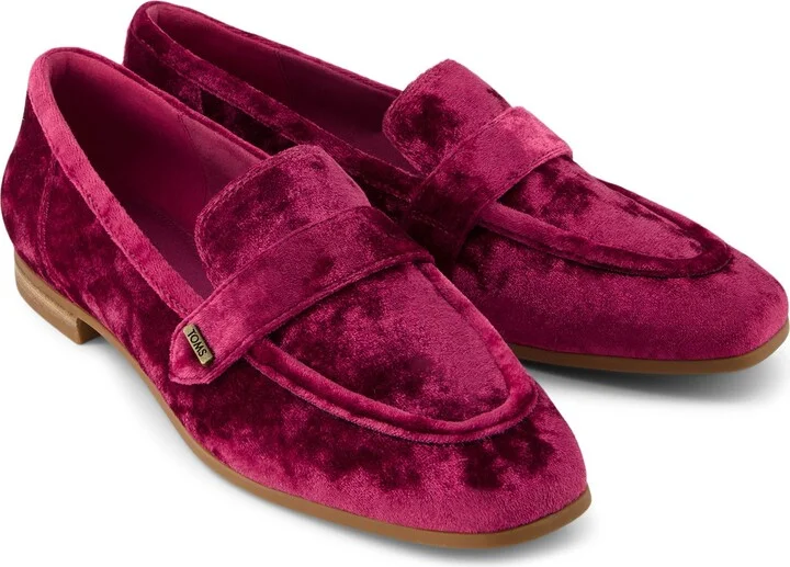 Lynette Burgundy Crushed Velvet Loafer Flat - Image 3