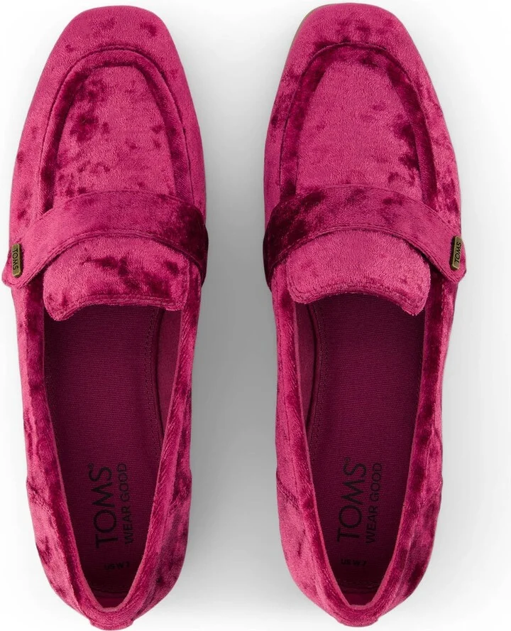 Lynette Burgundy Crushed Velvet Loafer Flat - Image 5