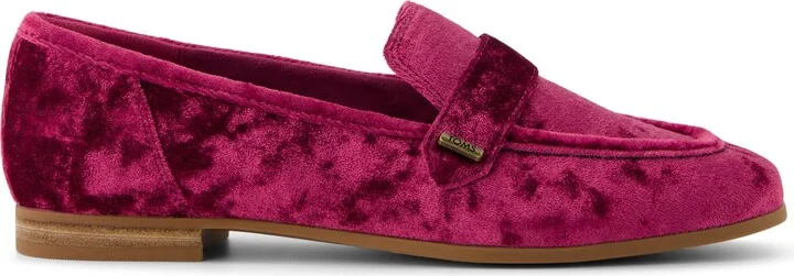Lynette Burgundy Crushed Velvet Loafer Flat