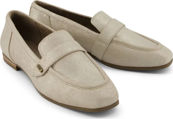 Lynette Champagne Metallic Suede Loafer Flat - Image 2