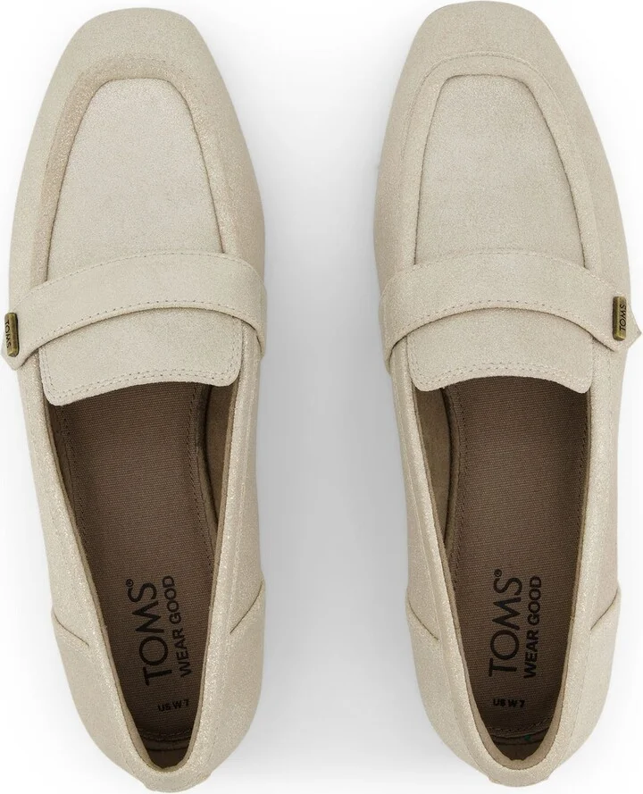 Lynette Champagne Metallic Suede Loafer Flat - Image 4