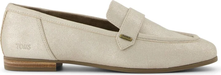 Lynette Champagne Metallic Suede Loafer Flat