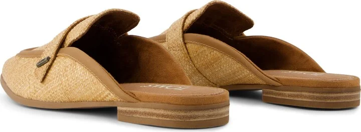 Lynette Mule Brown Sugar Raffia and Leather Flat - Image 5