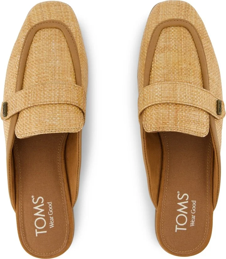 Lynette Mule Brown Sugar Raffia and Leather Flat - Image 6