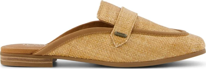 Lynette Mule Brown Sugar Raffia and Leather Flat