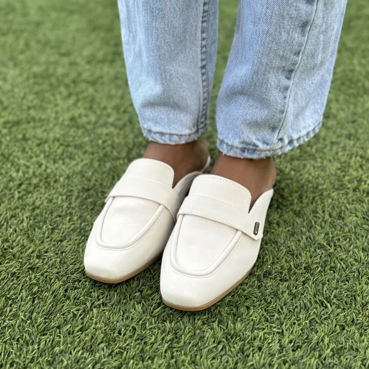 Lynette Mule Light Sand Leather Flat - Image 2