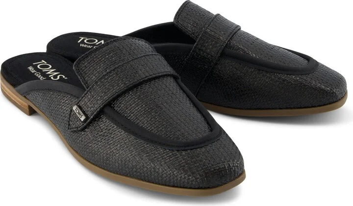 Lynette Mule Raffia and Leather Flat - Image 3