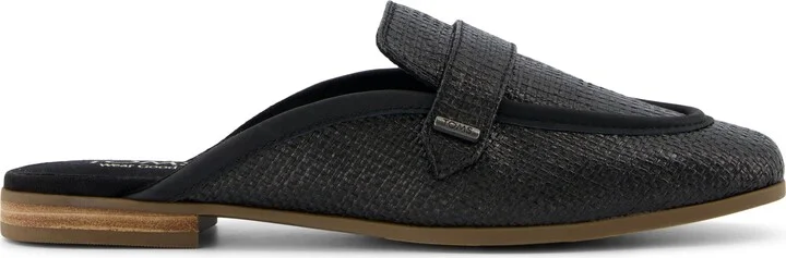 Lynette Mule Raffia and Leather Flat