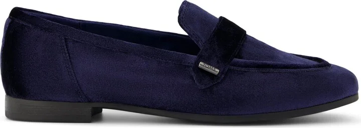Lynette Navy Crushed Velvet Loafer Flat