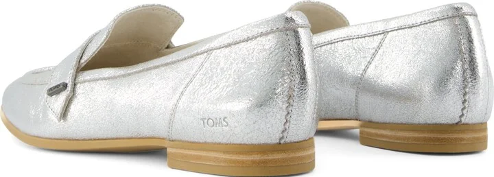 Lynette Silver Crinkle Leather Loafer Flat - Image 4