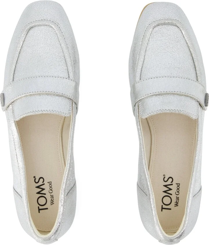Lynette Silver Crinkle Leather Loafer Flat - Image 5