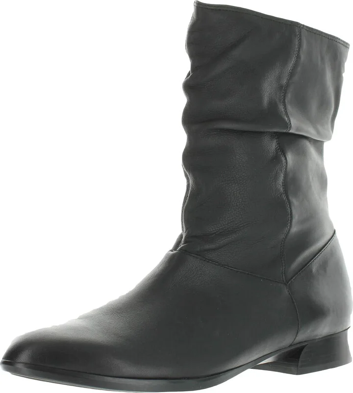Lynette Womens Leather Zipper Mid-Calf Boots