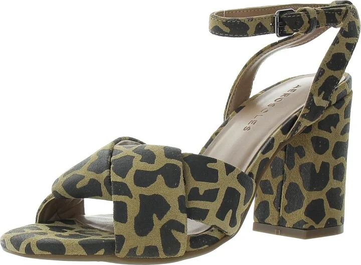Lyra Womens Animal Print Suede Block Heel