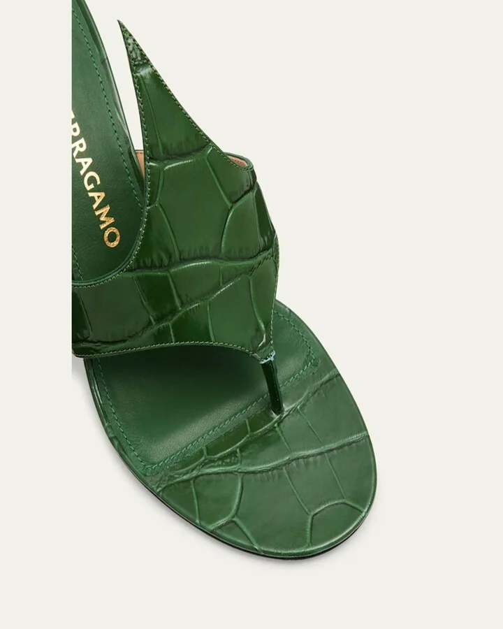 Lyrai Croco Thong Slide Sandals - Image 7