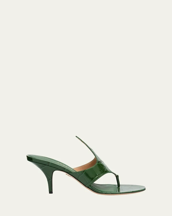 Lyrai Croco Thong Slide Sandals